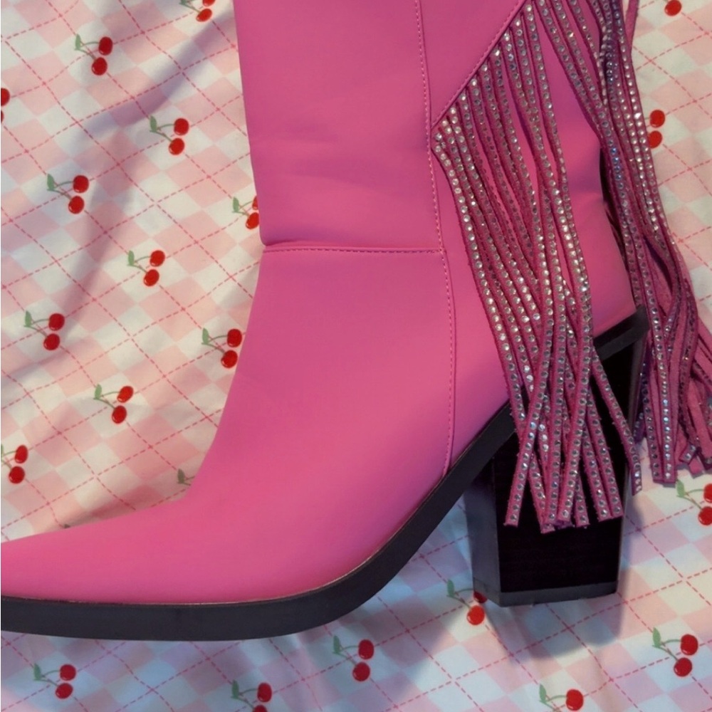 Pink Fringe Women's Boots